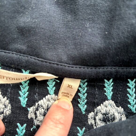 Soft Surroundings Embroidered Fair Isle Icelandic Sweater XL Nordic Beaded Cowl - Picture 7 of 12